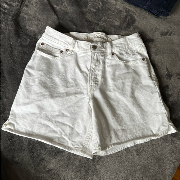 High Waist Baggy White Jean Shorts - Picture 1 of 6